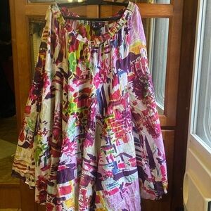 Boho Size Medium A-Line Colorful Midi Skirt Hippie Fairycore Summer Stretch